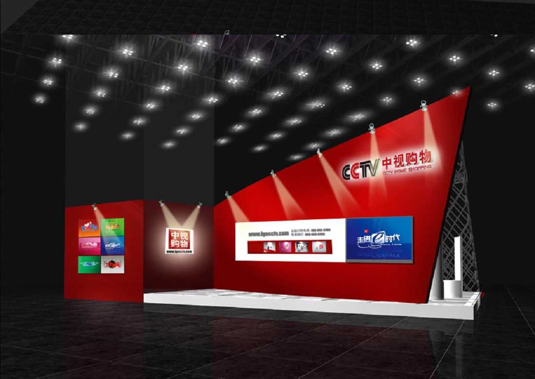 上海国际购物节展会展台搭建,CCTV购物频道展览设计-美湖