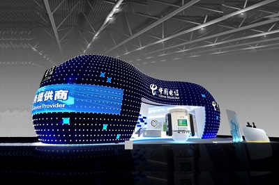 展台搭建沉浸式体验馆,中国电信展会展台设计搭建-美湖展览
